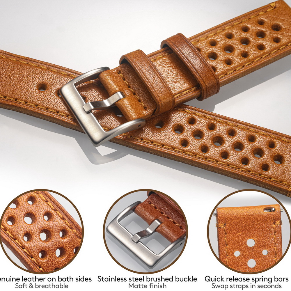Hemsut Cowhide Watch Band Quic - Leather Strap Quick Release recension och pris
